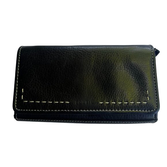 Fossil Black Leather Tri-Fold Wallet - Picture 1 of 12